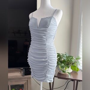 Preloved Elegant Light Blue Ruched Mini Dress